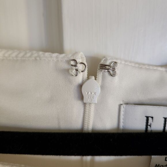 Elle Textured Embroidered Lace Ruffle Sleeve Ivory White Sheath Dress Size Large - Picture 9 of 11